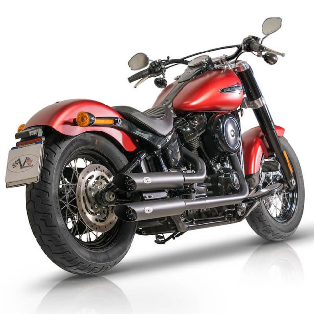 TERMINALI V-PERFORMANCE EURO 5 NERI SLIP-ON SLASH CUT PER HARLEY DAVIDSON SOFTAIL 21-22